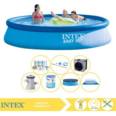 Intex Easy Set Zwembad - Opblaaszwembad - 396x84 cm - Inclusief Afdekzeil, Onderhoudspakket, Filter, Grondzeil, Onderhoudsset en Warmtepomp CP