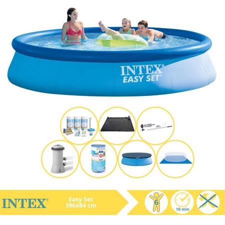 Intex Easy Set Zwembad - Opblaaszwembad - 396x84 cm - Inclusief Afdekzeil, Onderhoudspakket, Filter, Grondzeil, Stofzuiger en Solar Mat
