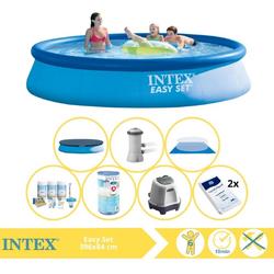   Easy Set Zwembad - Opblaaszwembad - 396x84 cm - Inclusief Afdekzeil, Onderhoudspakket, Filter, Grondzeil, Zoutsysteem en Zout