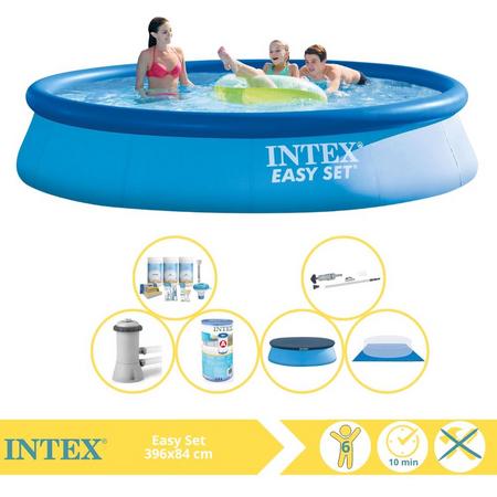 Intex Easy Set Zwembad - Opblaaszwembad - 396x84 cm - Inclusief Afdekzeil, Onderhoudspakket, Filter, Grondzeil en Stofzuiger