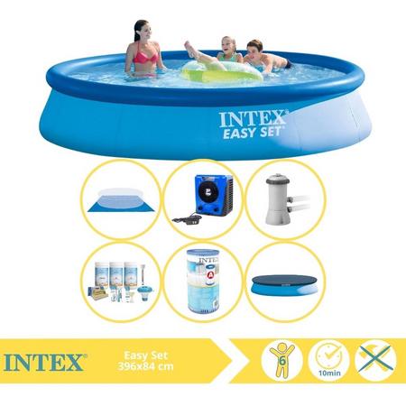 Intex Easy Set Zwembad - Opblaaszwembad - 396x84 cm - Inclusief Afdekzeil, Onderhoudspakket, Filter, Grondzeil en Warmtepomp HS