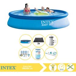   Easy Set Zwembad - Opblaaszwembad - 396x84 cm - Inclusief Afdekzeil, Onderhoudspakket, Filter, Onderhoudsset en Solar Mat