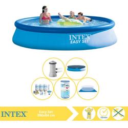   Easy Set Zwembad - Opblaaszwembad - 396x84 cm - Inclusief Afdekzeil, Onderhoudspakket, Filter en Grondzeil