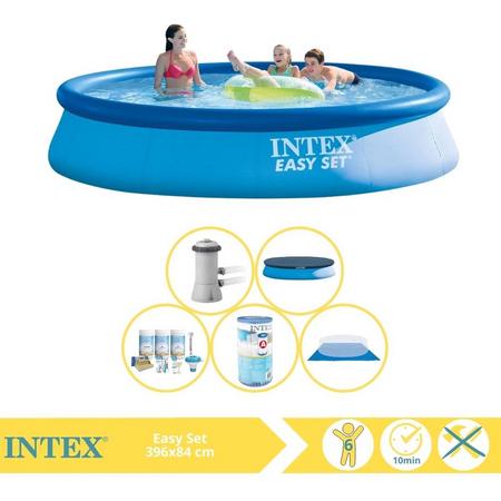 Intex Easy Set Zwembad - Opblaaszwembad - 396x84 cm - Inclusief Afdekzeil, Onderhoudspakket, Filter en Grondzeil