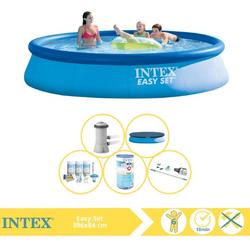   Easy Set Zwembad - Opblaaszwembad - 396x84 cm - Inclusief Afdekzeil, Onderhoudspakket, Filter en Stofzuiger
