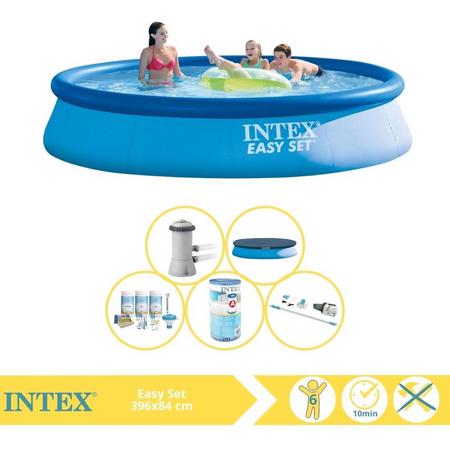 Intex Easy Set Zwembad - Opblaaszwembad - 396x84 cm - Inclusief Afdekzeil, Onderhoudspakket, Filter en Stofzuiger