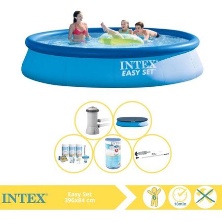 Intex Easy Set Zwembad - Opblaaszwembad - 396x84 cm - Inclusief Afdekzeil, Onderhoudspakket, Filter en Stofzuiger