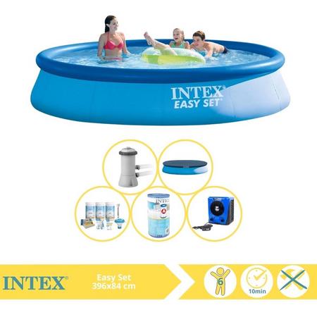 Intex Easy Set Zwembad - Opblaaszwembad - 396x84 cm - Inclusief Afdekzeil, Onderhoudspakket, Filter en Warmtepomp HS