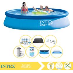   Easy Set Zwembad - Opblaaszwembad - 396x84 cm - Inclusief Afdekzeil, Onderhoudspakket, Zwembadpomp, Filter, Grondzeil, Stofzuiger en Solar Mat