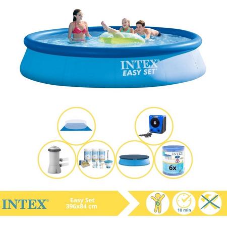 Intex Easy Set Zwembad - Opblaaszwembad - 396x84 cm - Inclusief Afdekzeil, Onderhoudspakket, Zwembadpomp, Filter, Grondzeil en Warmtepomp HS