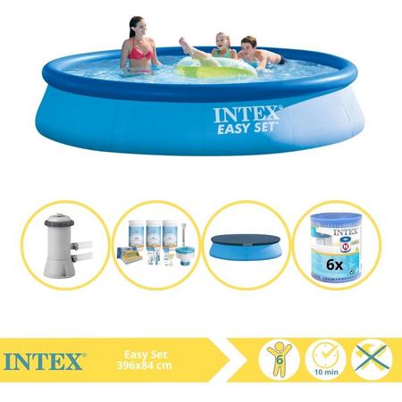 Intex Easy Set Zwembad - Opblaaszwembad - 396x84 cm - Inclusief Afdekzeil, Onderhoudspakket, Zwembadpomp en Filter