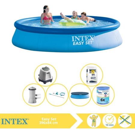 Intex Easy Set Zwembad - Opblaaszwembad - 396x84 cm - Inclusief Afdekzeil, Zwembadpomp, Filter, Onderhoudsset, Zoutsysteem en Zout
