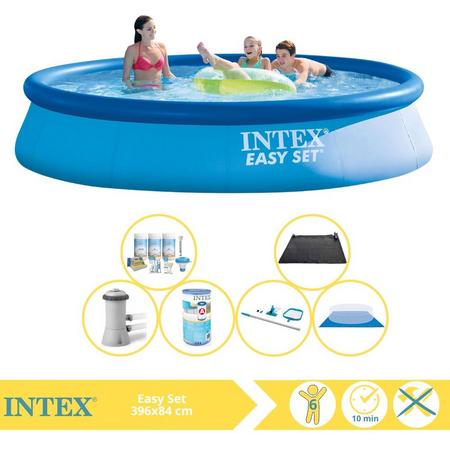 Intex Easy Set Zwembad - Opblaaszwembad - 396x84 cm - Inclusief Onderhoudspakket, Filter, Grondzeil, Onderhoudsset en Solar Mat