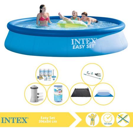Intex Easy Set Zwembad - Opblaaszwembad - 396x84 cm - Inclusief Onderhoudspakket, Filter, Grondzeil, Stofzuiger en Solar Mat