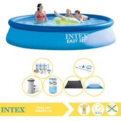   Easy Set Zwembad - Opblaaszwembad - 396x84 cm - Inclusief Onderhoudspakket, Zwembadpomp, Filter, Grondzeil, Onderhoudsset en Solar Mat