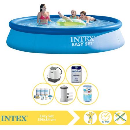 Intex Easy Set Zwembad - Opblaaszwembad - 396x84 cm - Inclusief Onderhoudspakket, Zwembadpomp, Filter, Zoutsysteem en Zout