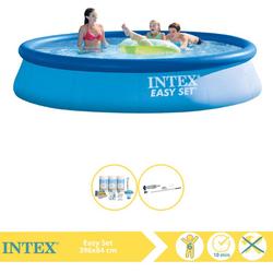   Easy Set Zwembad - Opblaaszwembad - 396x84 cm - Inclusief Onderhoudspakket en Stofzuiger