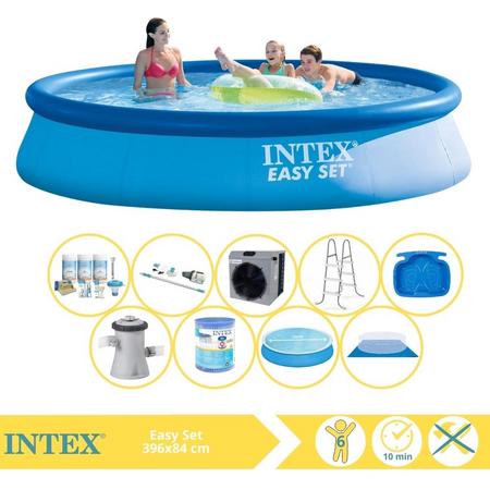 Intex Easy Set Zwembad - Opblaaszwembad - 396x84 cm - Inclusief Solarzeil, Onderhoudspakket, Filter, Grondzeil, Stofzuiger, Trap, Voetenbad en Warmtepomp CP