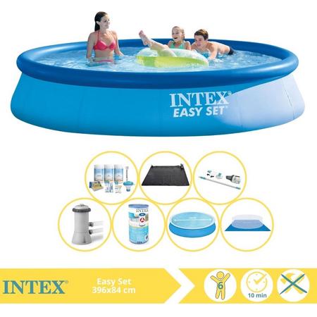 Intex Easy Set Zwembad - Opblaaszwembad - 396x84 cm - Inclusief Solarzeil, Onderhoudspakket, Filter, Grondzeil, Stofzuiger en Solar Mat