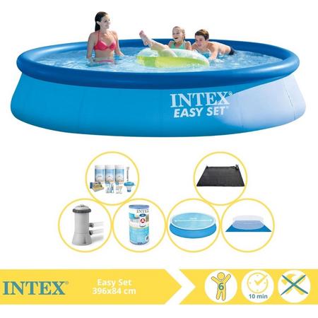 Intex Easy Set Zwembad - Opblaaszwembad - 396x84 cm - Inclusief Solarzeil, Onderhoudspakket, Filter, Grondzeil en Solar Mat