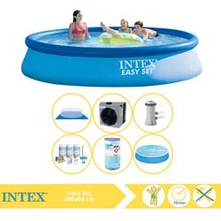   Easy Set Zwembad - Opblaaszwembad - 396x84 cm - Inclusief Solarzeil, Onderhoudspakket, Filter, Grondzeil en Warmtepomp CP