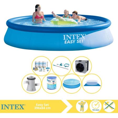 Intex Easy Set Zwembad - Opblaaszwembad - 396x84 cm - Inclusief Solarzeil, Onderhoudspakket, Filter, Onderhoudsset en Warmtepomp CP