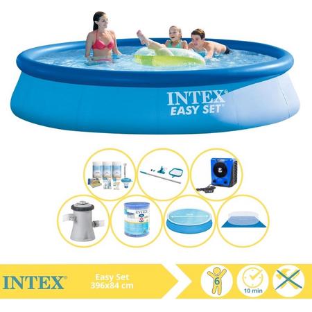 Intex Easy Set Zwembad - Opblaaszwembad - 396x84 cm - Inclusief Solarzeil, Onderhoudspakket, Filter, Onderhoudsset en Warmtepomp HS