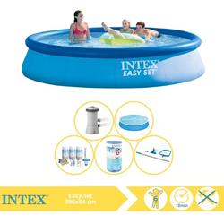   Easy Set Zwembad - Opblaaszwembad - 396x84 cm - Inclusief Solarzeil, Onderhoudspakket, Filter en Onderhoudsset