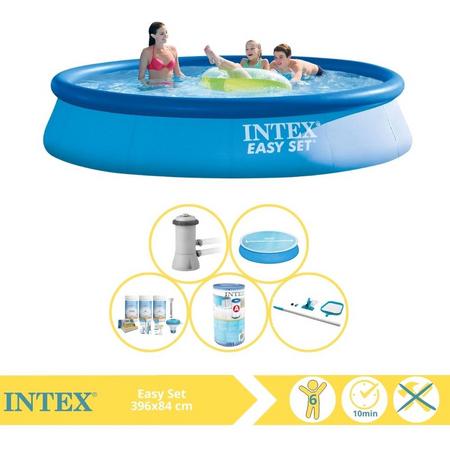 Intex Easy Set Zwembad - Opblaaszwembad - 396x84 cm - Inclusief Solarzeil, Onderhoudspakket, Filter en Onderhoudsset