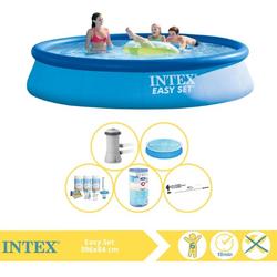   Easy Set Zwembad - Opblaaszwembad - 396x84 cm - Inclusief Solarzeil, Onderhoudspakket, Filter en Stofzuiger