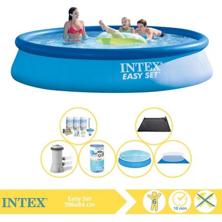 Intex Easy Set Zwembad - Opblaaszwembad - 396x84 cm - Inclusief Solarzeil, Onderhoudspakket, Zwembadpomp, Filter, Grondzeil en Solar Mat