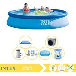   Easy Set Zwembad - Opblaaszwembad - 396x84 cm - Inclusief Solarzeil, Onderhoudspakket, Zwembadpomp, Filter, Grondzeil en Warmtepomp CP