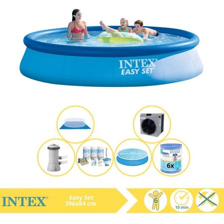 Intex Easy Set Zwembad - Opblaaszwembad - 396x84 cm - Inclusief Solarzeil, Onderhoudspakket, Zwembadpomp, Filter, Grondzeil en Warmtepomp CP