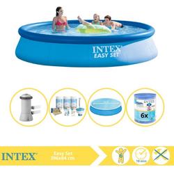   Easy Set Zwembad - Opblaaszwembad - 396x84 cm - Inclusief Solarzeil, Onderhoudspakket, Zwembadpomp en Filter