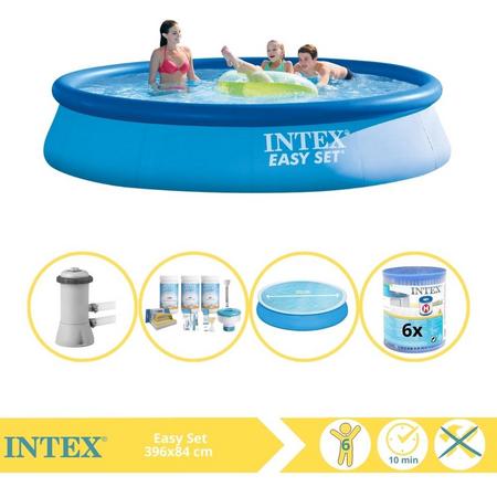 Intex Easy Set Zwembad - Opblaaszwembad - 396x84 cm - Inclusief Solarzeil, Onderhoudspakket, Zwembadpomp en Filter