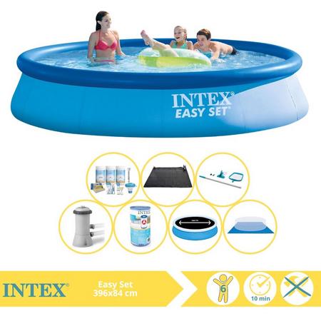Intex Easy Set Zwembad - Opblaaszwembad - 396x84 cm - Inclusief Solarzeil Pro, Onderhoudspakket, Filter, Grondzeil, Onderhoudsset en Solar Mat