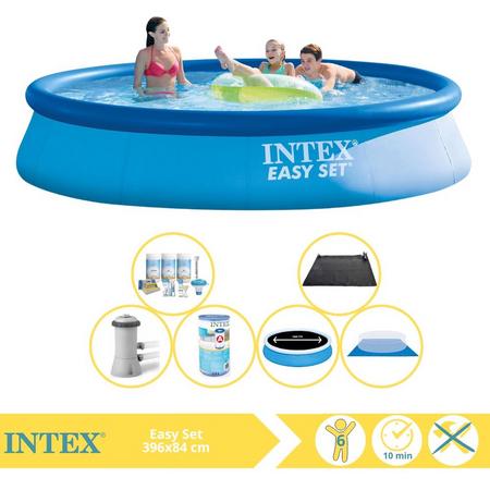 Intex Easy Set Zwembad - Opblaaszwembad - 396x84 cm - Inclusief Solarzeil Pro, Onderhoudspakket, Filter, Grondzeil en Solar Mat