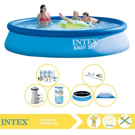 Intex Easy Set Zwembad - Opblaaszwembad - 396x84 cm - Inclusief Solarzeil Pro, Onderhoudspakket, Filter, Grondzeil en Stofzuiger