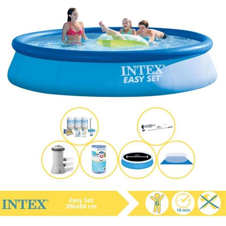 Intex Easy Set Zwembad - Opblaaszwembad - 396x84 cm - Inclusief Solarzeil Pro, Onderhoudspakket, Filter, Grondzeil en Stofzuiger