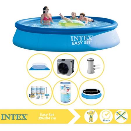 Intex Easy Set Zwembad - Opblaaszwembad - 396x84 cm - Inclusief Solarzeil Pro, Onderhoudspakket, Filter, Grondzeil en Warmtepomp CP