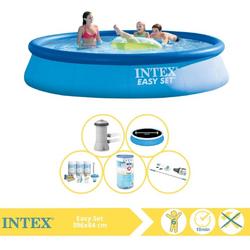   Easy Set Zwembad - Opblaaszwembad - 396x84 cm - Inclusief Solarzeil Pro, Onderhoudspakket, Filter en Stofzuiger