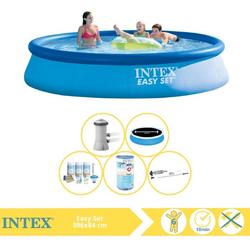   Easy Set Zwembad - Opblaaszwembad - 396x84 cm - Inclusief Solarzeil Pro, Onderhoudspakket, Filter en Stofzuiger