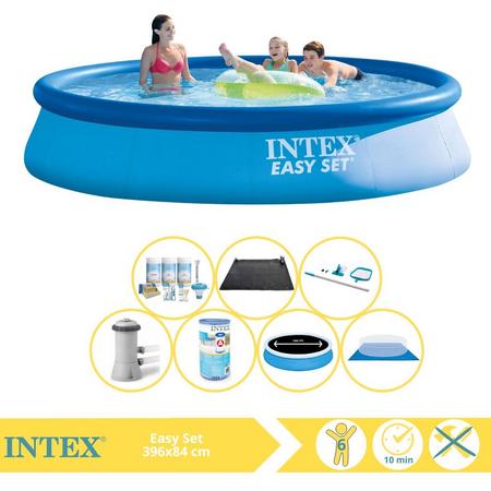 Intex Easy Set Zwembad - Opblaaszwembad - 396x84 cm - Inclusief Solarzeil Pro, Onderhoudspakket, Zwembadpomp, Filter, Grondzeil, Onderhoudsset en Solar Mat