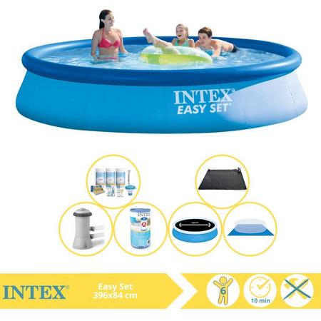 Intex Easy Set Zwembad - Opblaaszwembad - 396x84 cm - Inclusief Solarzeil Pro, Onderhoudspakket, Zwembadpomp, Filter, Grondzeil en Solar Mat