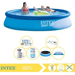   Easy Set Zwembad - Opblaaszwembad - 396x84 cm - Inclusief Solarzeil Pro, Onderhoudspakket, Zwembadpomp, Filter, Grondzeil en Stofzuiger