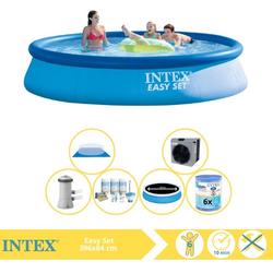   Easy Set Zwembad - Opblaaszwembad - 396x84 cm - Inclusief Solarzeil Pro, Onderhoudspakket, Zwembadpomp, Filter, Grondzeil en Warmtepomp CP