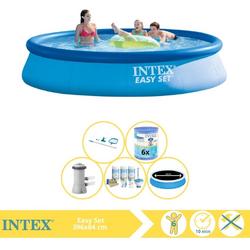   Easy Set Zwembad - Opblaaszwembad - 396x84 cm - Inclusief Solarzeil Pro, Onderhoudspakket, Zwembadpomp, Filter en Onderhoudsset