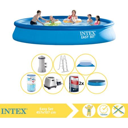 Intex Easy Set Zwembad - Opblaaszwembad - 457x107 cm - Inclusief Filter, Zoutsysteem en Zout