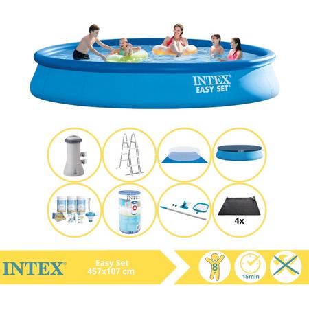 Intex Easy Set Zwembad - Opblaaszwembad - 457x107 cm - Inclusief Onderhoudspakket, Filter, Onderhoudsset en Solar Mat