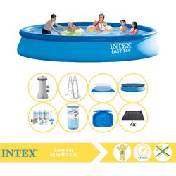   Easy Set Zwembad - Opblaaszwembad - 457x107 cm - Inclusief Onderhoudspakket, Filter, Solar Mat en Voetenbad